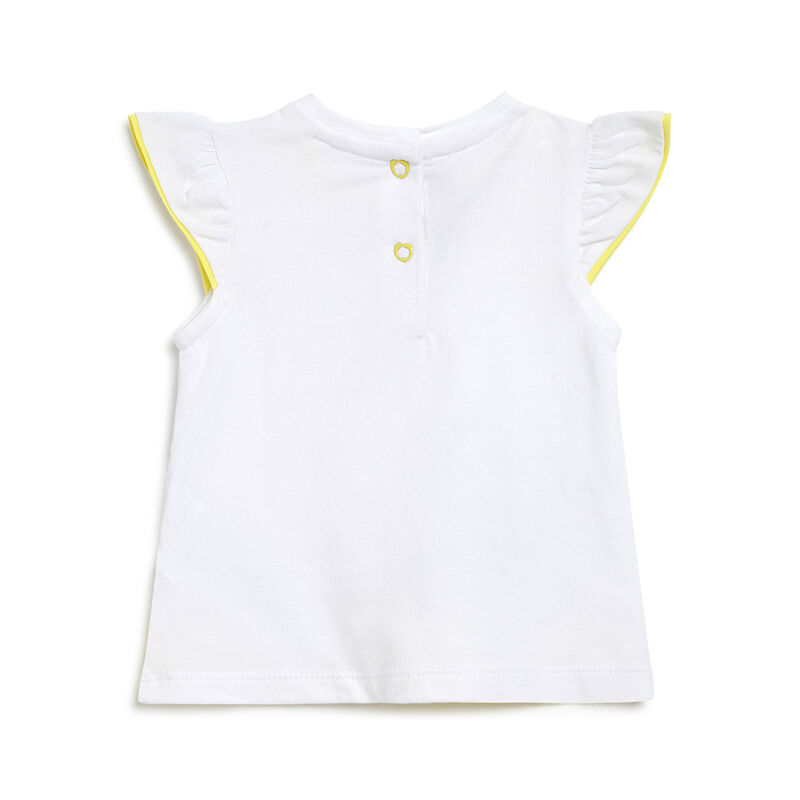Girls White & Yellow Short Sleeve Knitted T-Shirt image number null